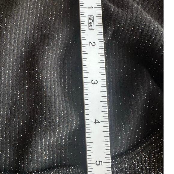 Zara Black Silver Metallic XS Cropped Scoop Neck Long Sleeve Y2K Glam Top - Picture 3 of 6